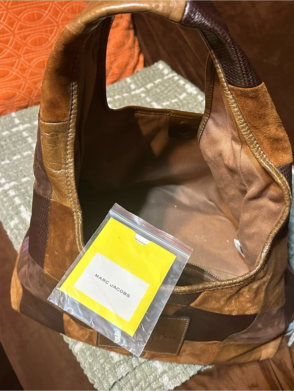 Patchwork Brown Leather & Suede Shoulder Bag by Marc Jacob